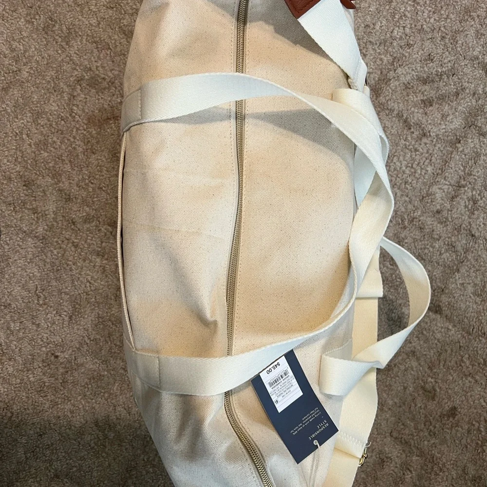 Cream Canvas Duffel Bag